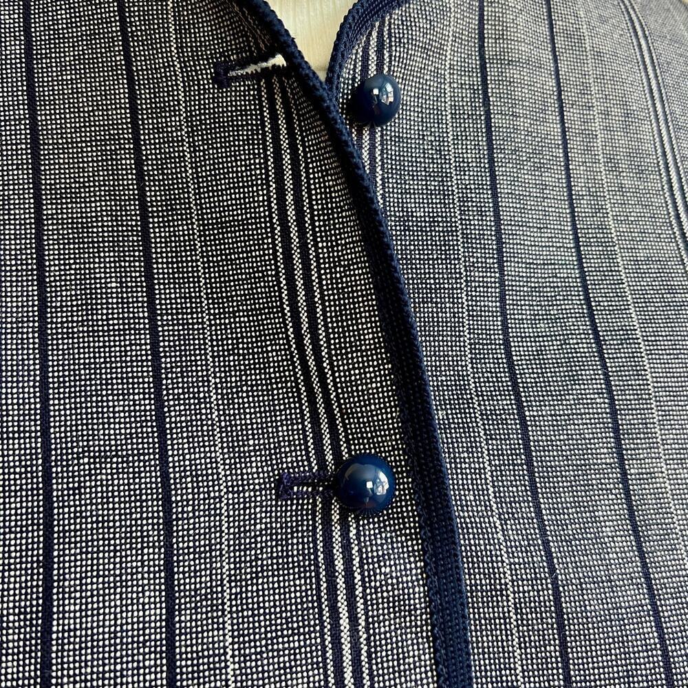 Vintage Gleneagles of Scotland Wool Blazer Striped Navy Blue Made in UK Jacket - Picture 2 of 10